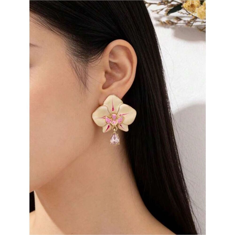 pink Orchid Drop Earrings A1684